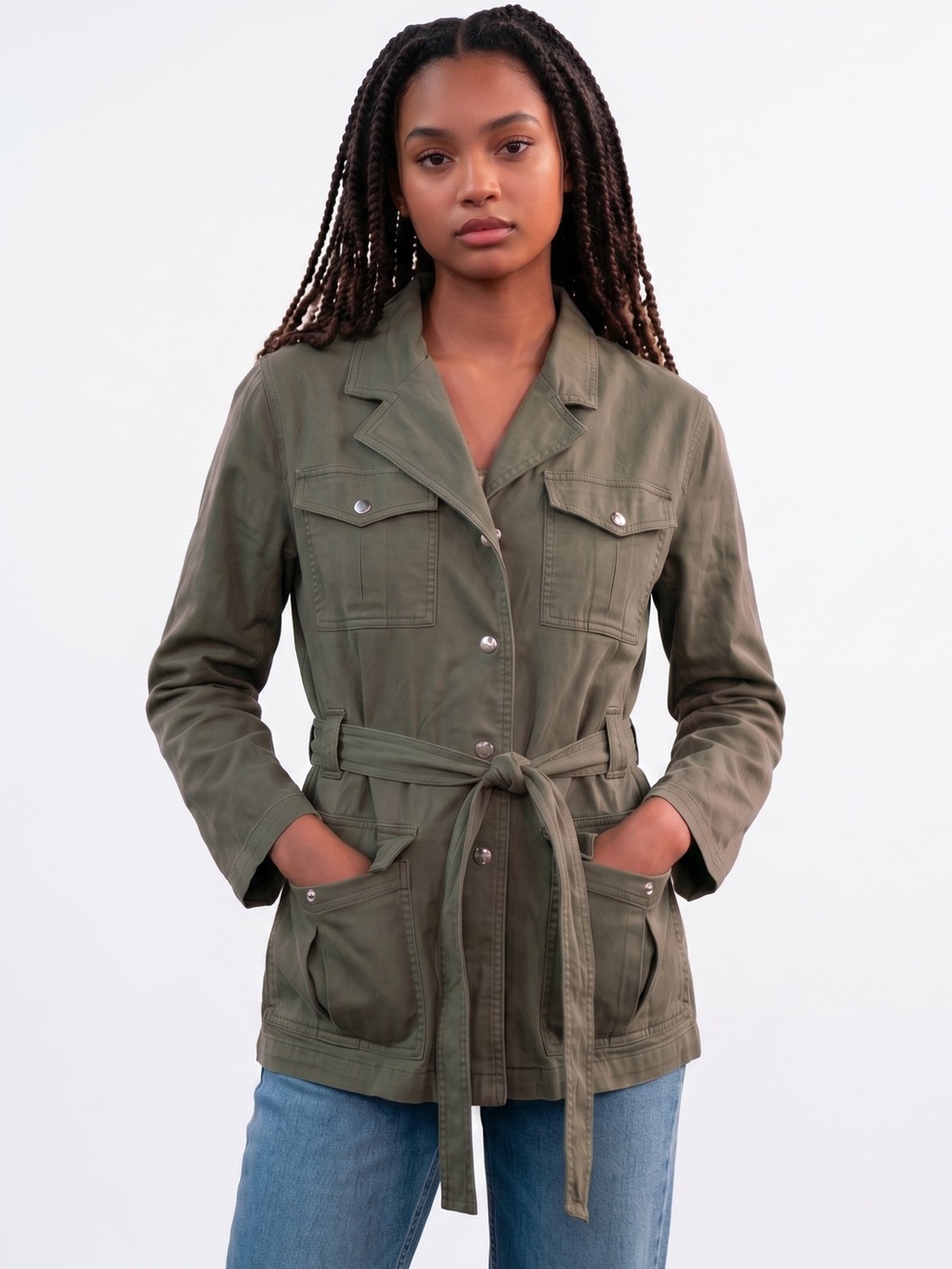 The Kooples Olive Green Utility Belted Jacket - Women - Picture 2 of 6